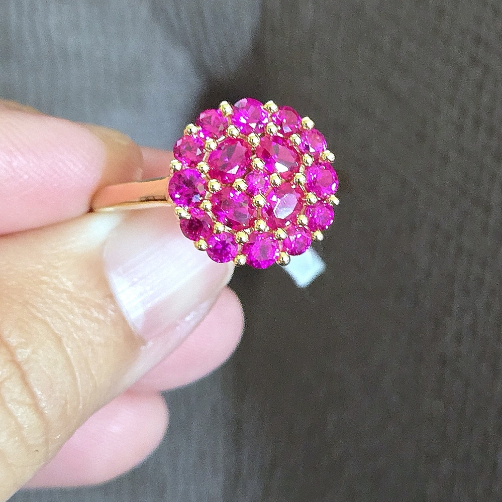 Shivam Lab🧪 Created Pink💕 Ruby Floral🌸 Cluster Ring💍 - NWT - Picture 5 of 16